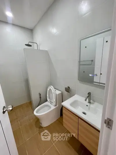 Modern bathroom with sleek fixtures and minimalist design