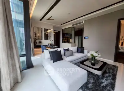 Luxurious modern living room with elegant decor and spacious layout