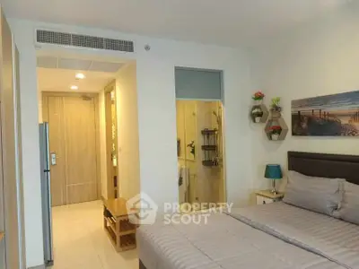 Modern bedroom with ensuite bathroom and stylish decor