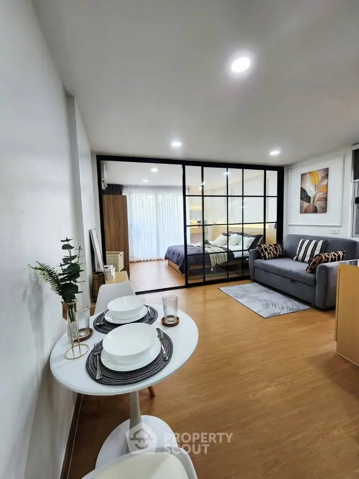 Modern studio apartment with open layout and stylish decor