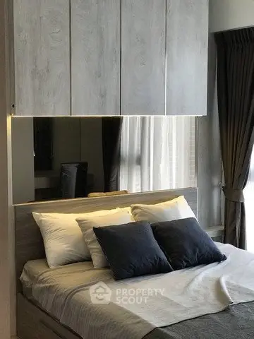 Modern bedroom with stylish decor and cozy ambiance