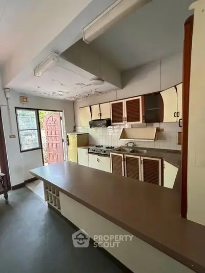 Charming kitchen with vintage cabinets and ample counter space, perfect for culinary enthusiasts.