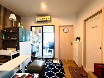 Modern apartment interior with stylish kitchen and cozy decor