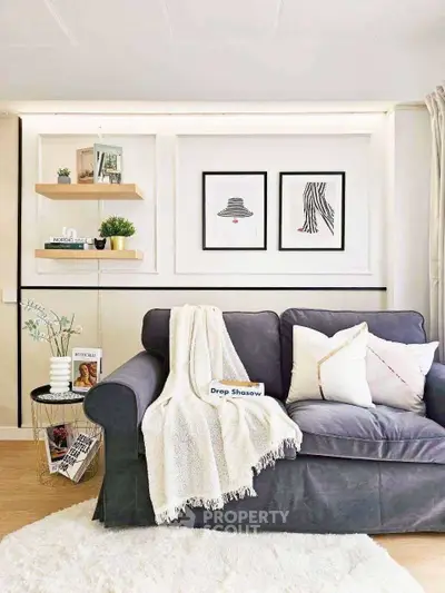 Stylish living room with cozy sofa and modern decor