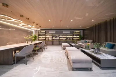 Luxurious modern living room with elegant lighting and stylish decor