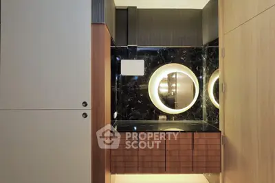 Luxurious modern bathroom with elegant lighting and sleek design