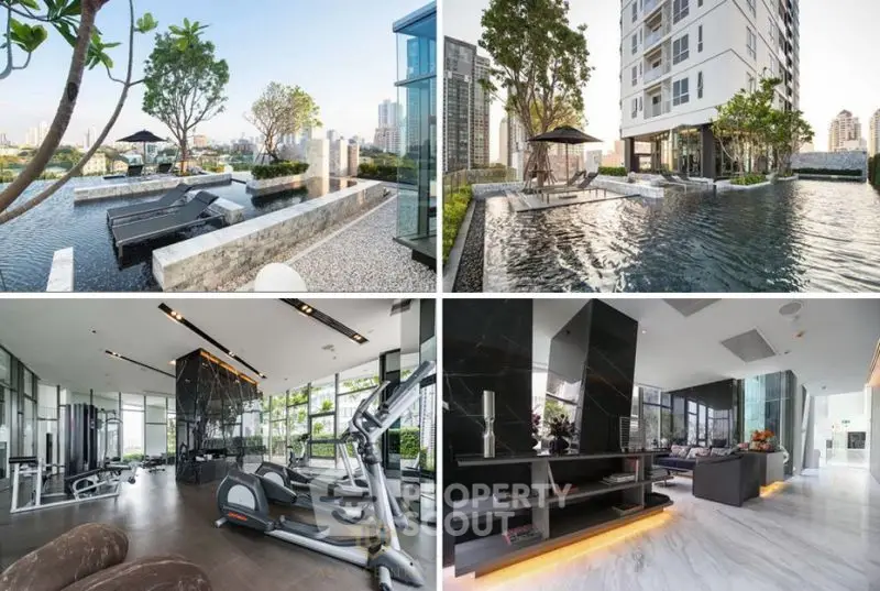 Luxurious condo amenities with pool, gym, and stunning city views.