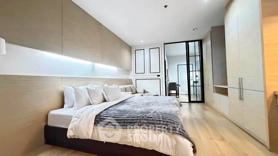 Luxurious modern bedroom with elegant decor and spacious layout