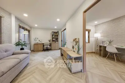 Spacious modern living room with stylish decor and natural light