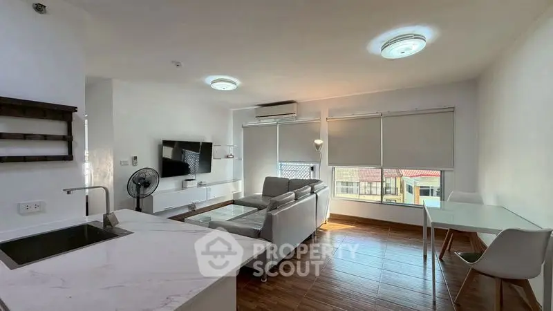 Modern living room with open layout and stylish furnishings