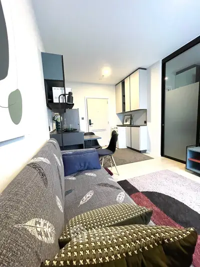 Modern living room with stylish decor and open layout