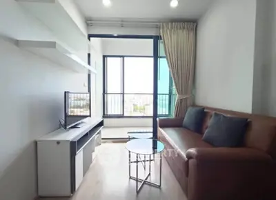 Modern living room with balcony view in stylish apartment