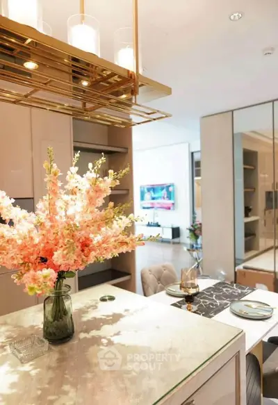 Luxurious modern kitchen with elegant decor and open layout