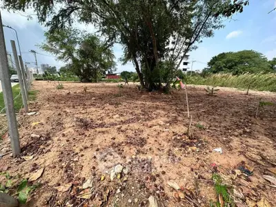 Vacant land plot with trees, ideal for development in a serene neighborhood.
