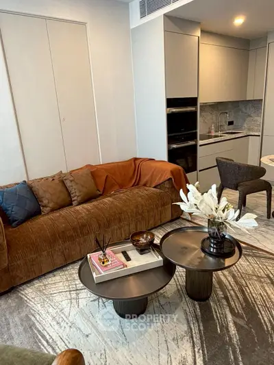 Stylish modern living room with cozy sofa and elegant decor