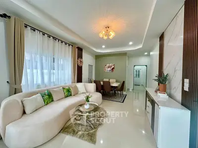 Elegant living room with modern decor and stylish lighting