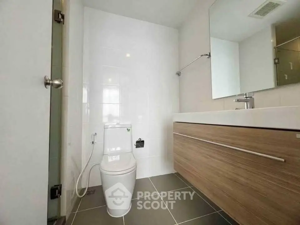 Modern bathroom with sleek fixtures and minimalist design