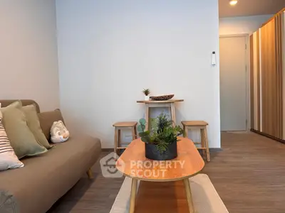 Modern living room with stylish decor and cozy seating area