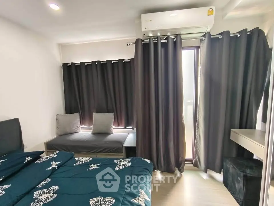 Cozy bedroom with modern decor and natural light