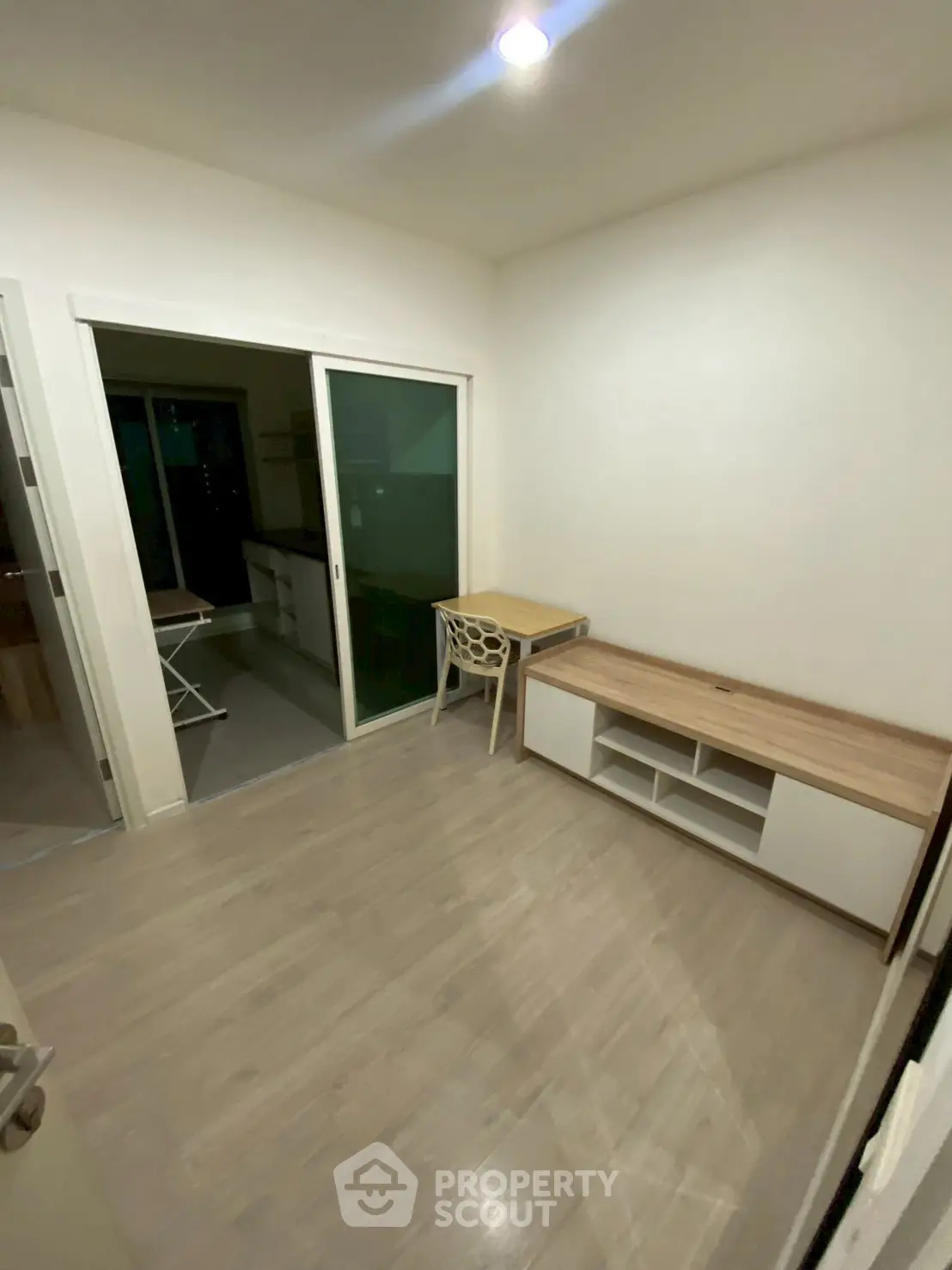 Cozy interior space with sliding glass doors and modern furniture