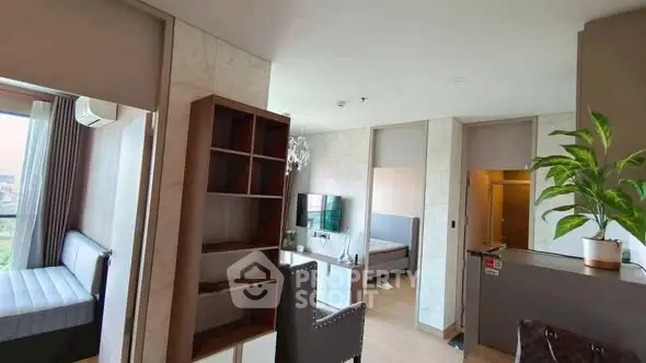 Modern apartment interior with open layout and stylish furniture