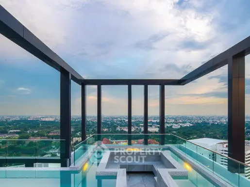 Stunning rooftop pool with panoramic city views and modern design.