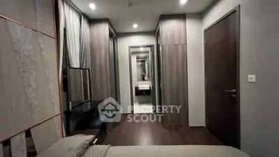 Modern bedroom with ensuite bathroom and stylish decor