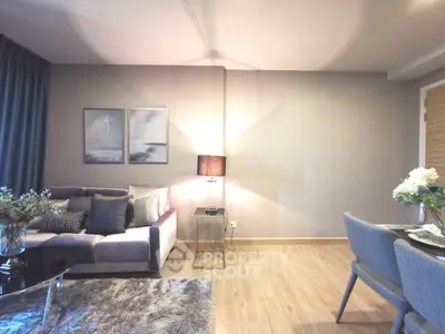 Modern living room with stylish decor and cozy seating area