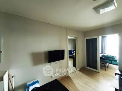 Modern apartment interior with minimalist design and wooden flooring
