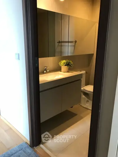 Modern bathroom with sleek design and stylish fixtures