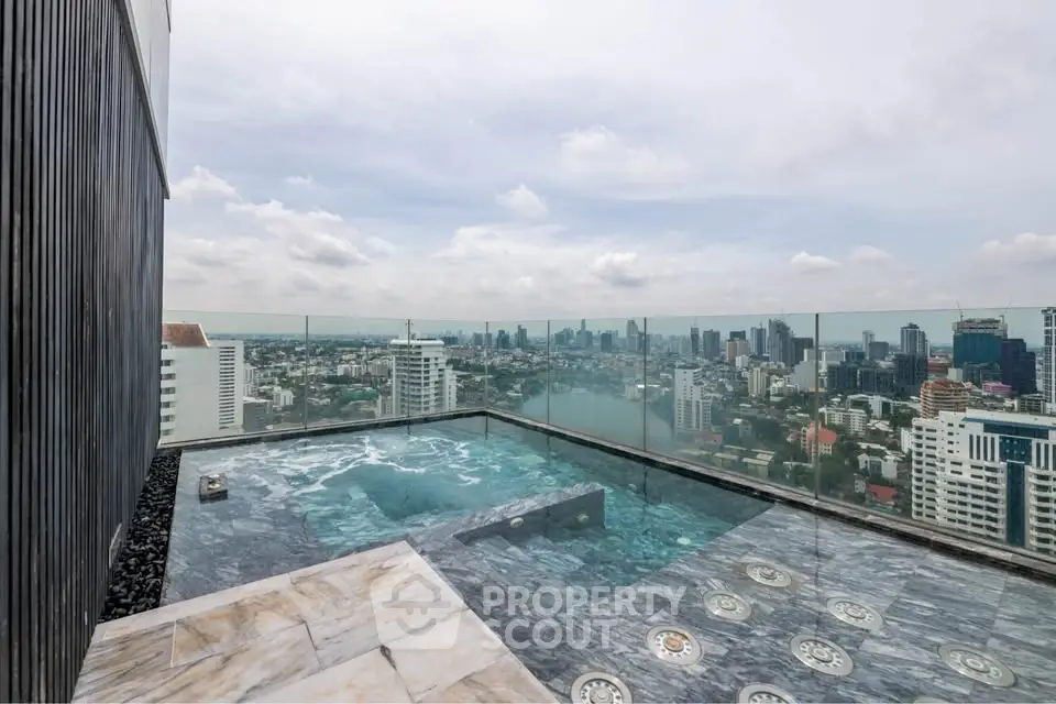 Stunning rooftop pool with panoramic city skyline views, perfect for luxury urban living.