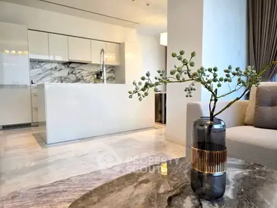 Luxurious modern kitchen with marble countertops and sleek design