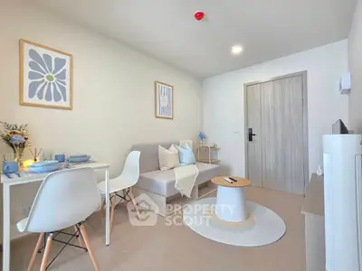Modern living room with stylish decor and cozy seating area