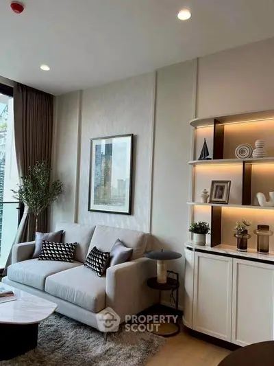 Stylish modern living room with cozy sofa and elegant decor