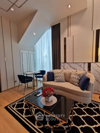 Luxurious modern living room with elegant decor and stylish furniture