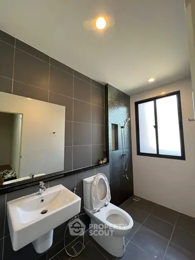 Modern bathroom with sleek design and natural light