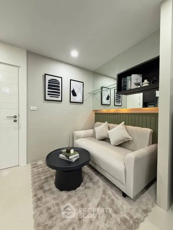 Stylish modern living room with cozy sofa and chic decor
