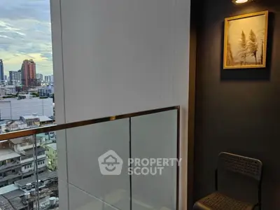 Modern balcony with city view and stylish decor