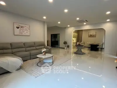 Spacious modern living room with sleek design and elegant decor