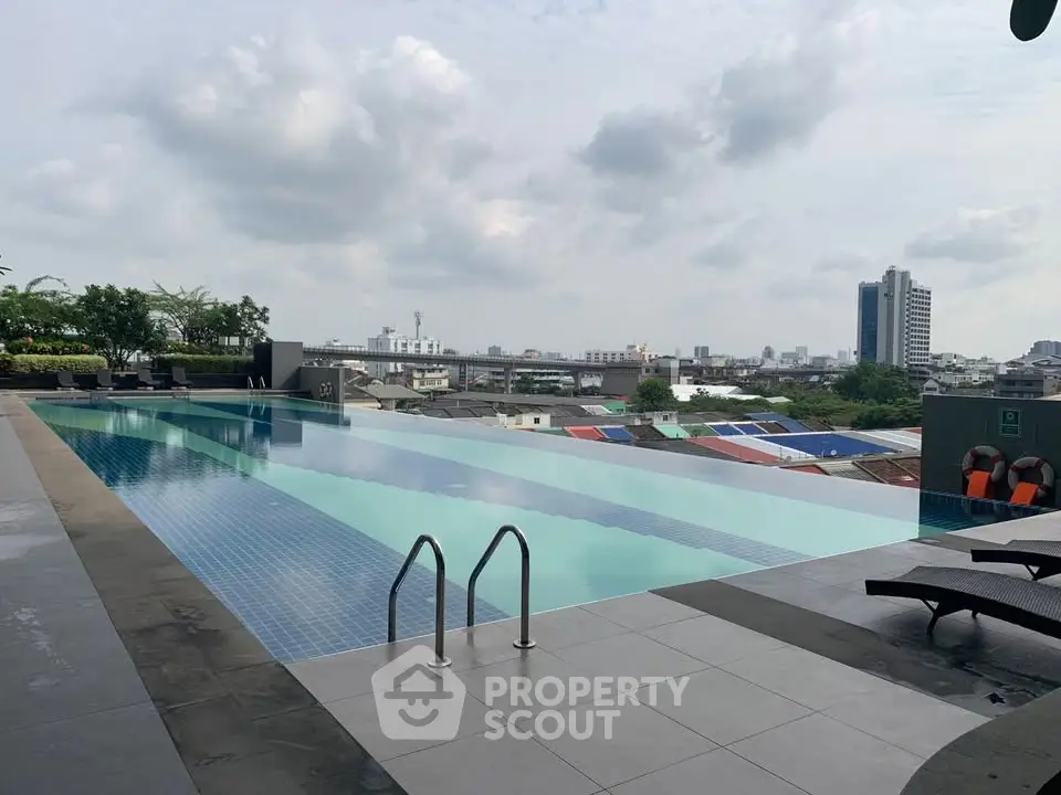 Luxurious rooftop pool with stunning city views, perfect for relaxation and leisure in a modern urban setting.