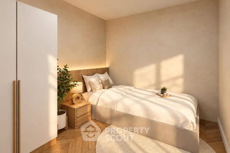 Cozy and modern bedroom with natural light and stylish decor