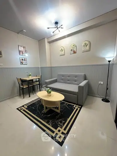 Cozy living room with modern decor and stylish furniture