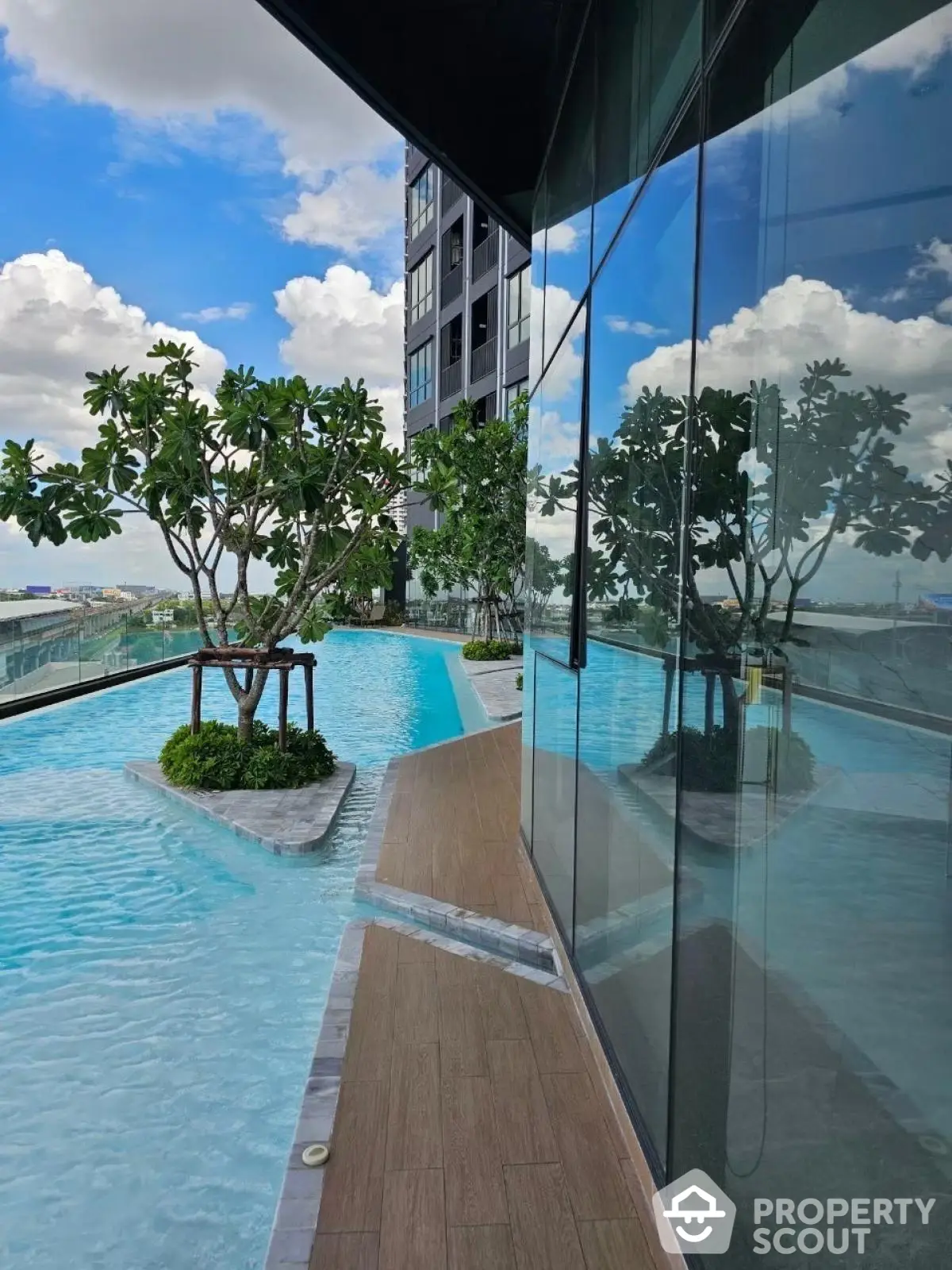 Luxurious rooftop pool with stunning city views and modern architecture