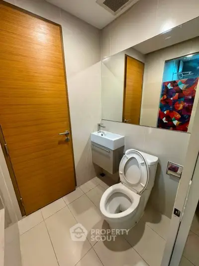 Modern bathroom with sleek fixtures and contemporary design