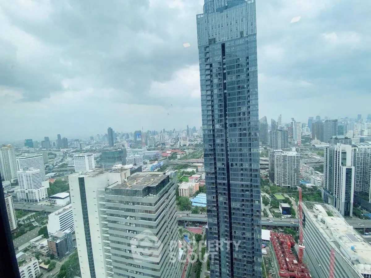Stunning cityscape view from high-rise building with modern architecture