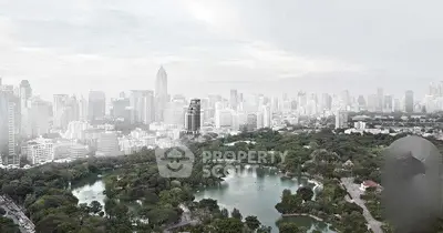 Stunning cityscape view with lush park and skyline, perfect for urban living enthusiasts.