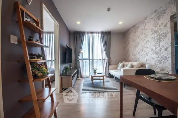 Modern living room with stylish decor and natural light