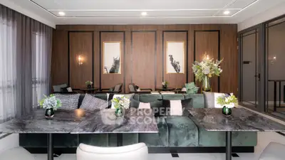 Luxurious modern living room with elegant decor and plush seating