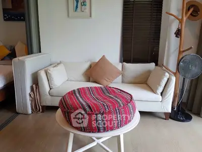 Cozy living room with stylish sofa and unique decor accents