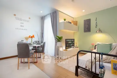 Chic modern living room with dining area and stylish decor